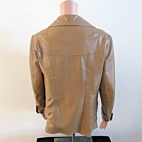 Vintage Jacket Brown Button Lined Leathers New England L 12-14 - Picture 2 of 8